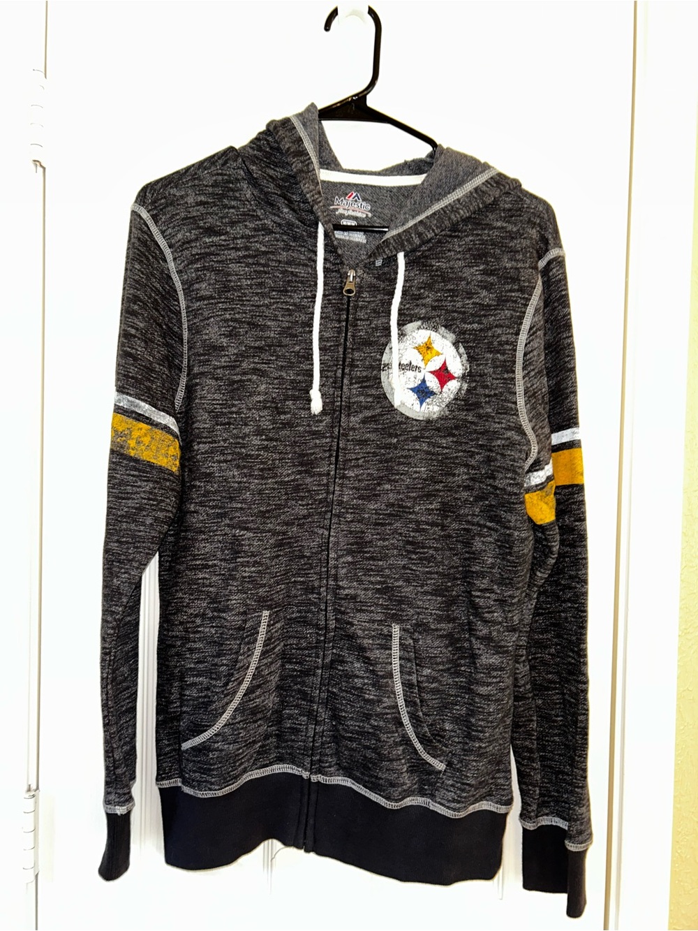 NWOT Pittsburgh Steelers Jacket Women's Medium Gray Full Zip Hoodie NFL Majestic
